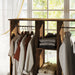 Rustic Brown Open Double Wardrobe with Mobile Storage Shelves and 6 Wheels by HOMCOM