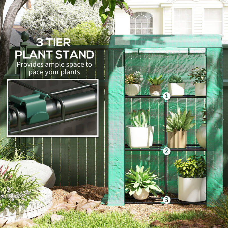 Green Three Shelf Steel Frame Greenhouse 40 x 100cm by Outsunny