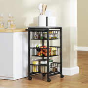 Grey Mobile Kitchen Island with Three Baskets and Brakes by HOMCOM