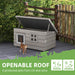 Grey Wooden Outdoor Cat House Raised Shelter with Openable Roof and Window by PawHut