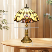 Handmade Stained Glass Table Lamp for Bedroom or Living Room with Antique Design, Purple