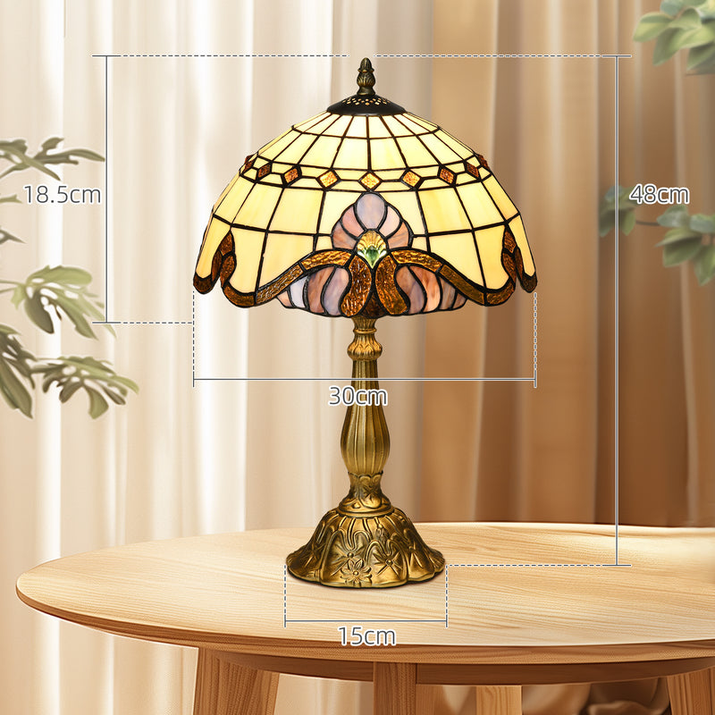 Handmade Stained Glass Table Lamp for Bedroom or Living Room with Antique Design, Purple