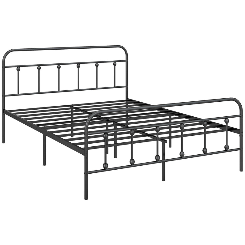 Double Metal Bed Frame with Strong Support for Modern Bedrooms Black