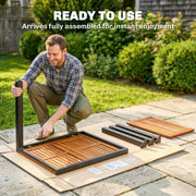 Extendable Garden Dining Table Ready Assembled for Easy Outdoor Hosting Natural Black Outsunny