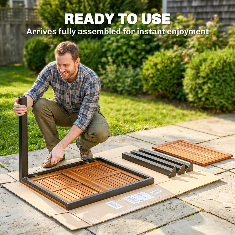Extendable Garden Dining Table Ready Assembled for Easy Outdoor Hosting Natural Black Outsunny