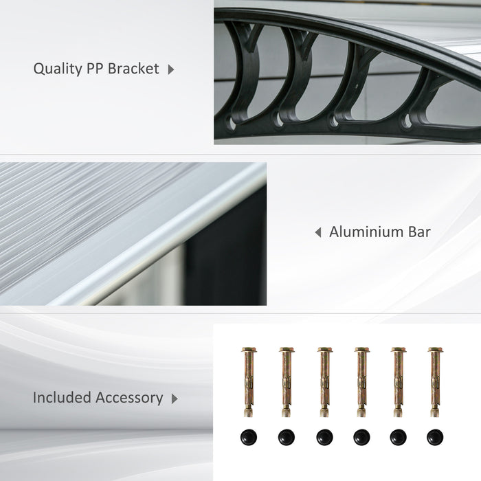 Clear Front Door Porch Canopy 200 x 96cm Outdoor Awning Rain Shelter for Windows and Porches by Outsunny