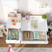 White Rabbit Themed Kids Desk and Chair Set with Storage for Ages 3-6 by AIYAPLAY