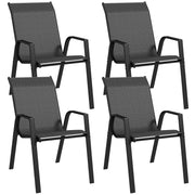 Grey Set of 4 Stackable Rattan Garden Chairs for Easy Storage