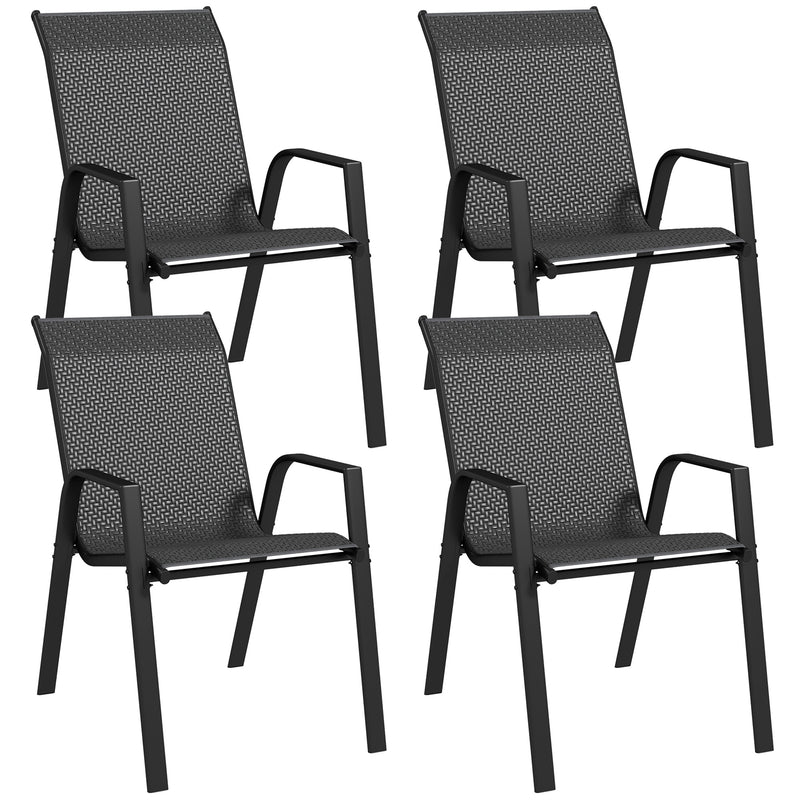 Grey Set of 4 Stackable Rattan Garden Chairs for Easy Storage