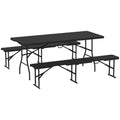 Folding Picnic Table and Bench Set for Camping and Outdoor Dining with Carry Handles Black AOSOM