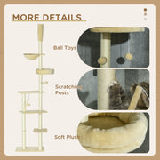 Adjustable 6 Tier Cat Climbing Tower With Hammock And Scratching Posts For Indoor Use Beige