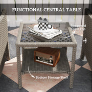 5 Piece Rattan Patio Furniture Set With Cushions Dark Grey by Outsunny