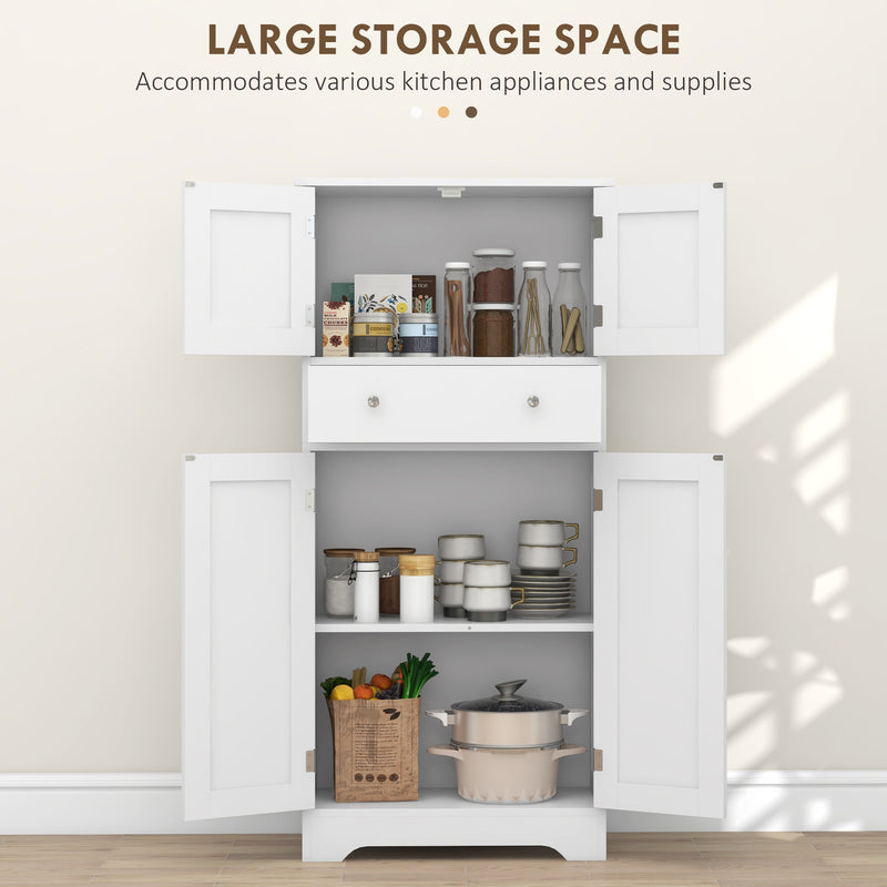 Freestanding Kitchen Storage Cabinet with Shelves and Drawers for Organisation White