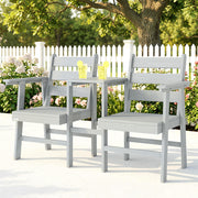 Garden Bench with Built In Table for Two Comfortable Outdoor Seating Grey Outsunny