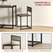 Grey Dining Table and 2 Chairs Space-Saving Steel Frame by HOMCOM