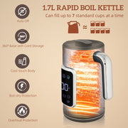 Touch Screen Kettle and Toaster Set With Fast Boil Function For Modern Kitchens Black