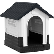 Plastic Dog Kennel with Windows for Small Dogs Ideal for Garden or Patio Use Grey
