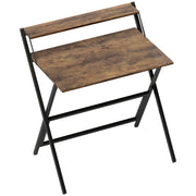 Rustic Brown Folding Computer Desk with Monitor Shelf 81.5 cm Space Saving Design by HOMCOM