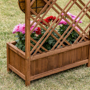 Wooden Raised Garden Planter With Trellis For Climbing Plants And Herbs Brown Outsunny