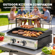 Portable Gas BBQ with 2 Cooking Zones and Warming Rack for Easy Outdoor Meals Black Outsunny
