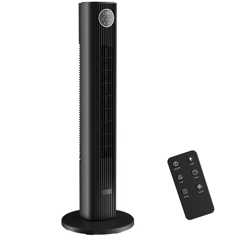 Tower Fan for Quiet Energy Efficient Cooling with 12 Speeds and Slim Design Black AOSOM