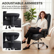 Ergonomic Office Chair With Recline and Footrest for All Day Back Support Black Homcom