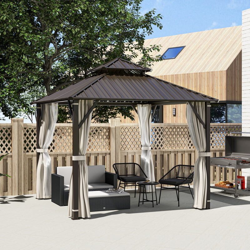 3 x 3m Hardtop Gazebo with Double Metal Roof and Waterproof Canopy by Outsunny