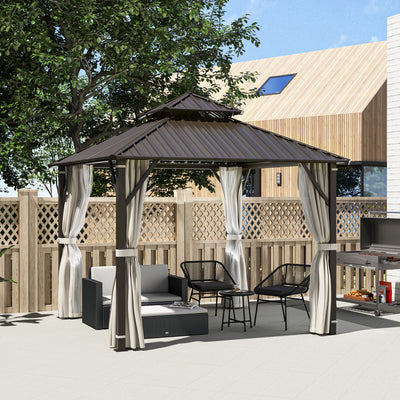 3 x 3m Hardtop Gazebo with Double Metal Roof and Waterproof Canopy by Outsunny