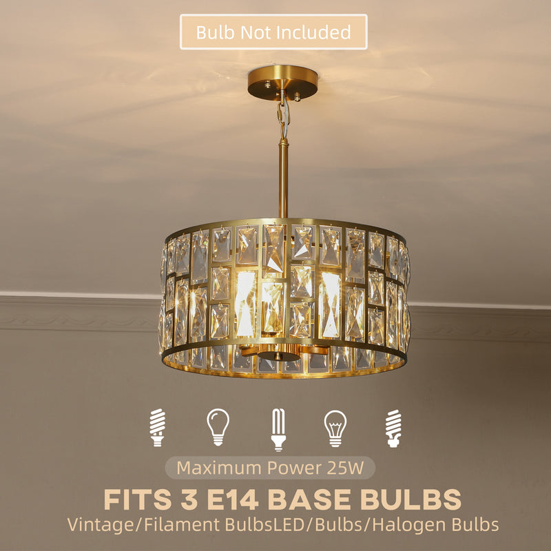 72 Drop Crystal Glass Chandelier Ceiling Light for Dining Room or Hallway, Gold-Tone