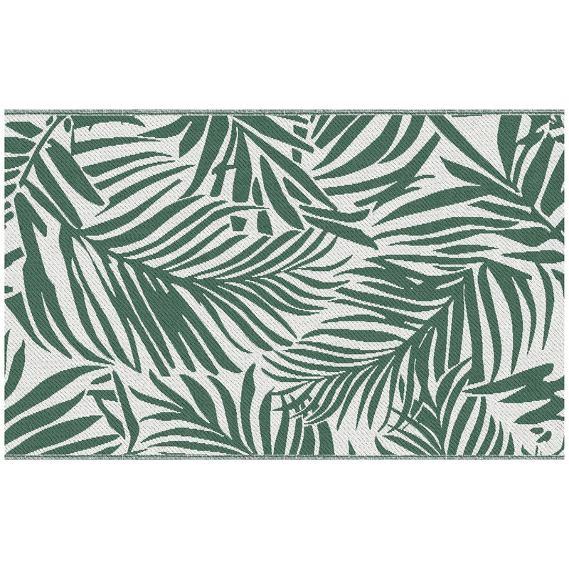 Green Reversible Outdoor RV Rug 1.5 x 2.4m Waterproof Plastic Straw Mat for Garden Camping by Outsunny