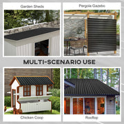 Set of 12 Corrugated Steel Roof Panels for Sheds and Garages Durable Design Dark Grey AOSOM
