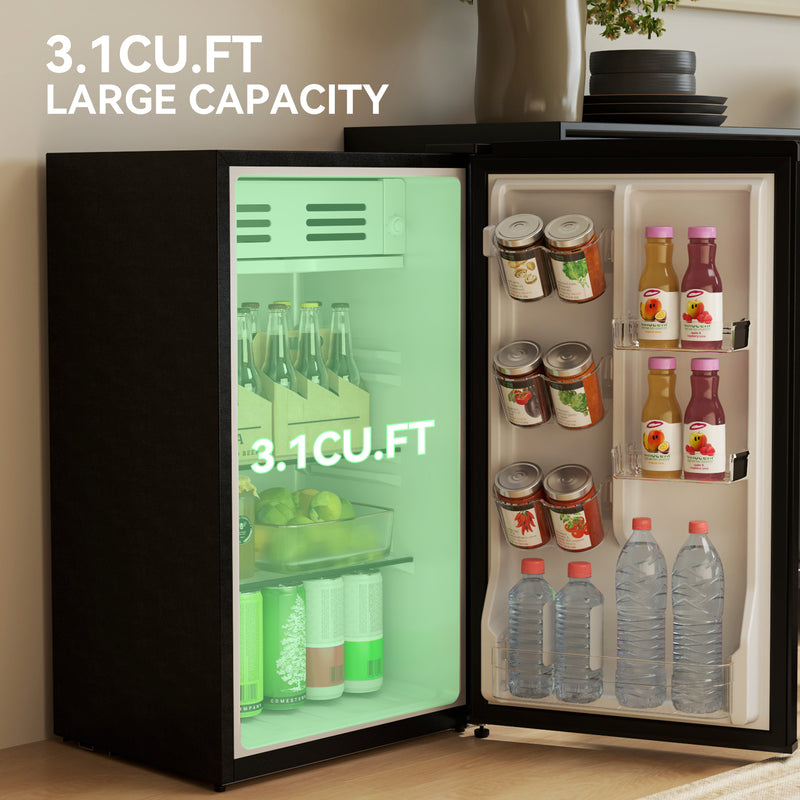 Black 85L Retro Under Counter Fridge with Chiller Box and Glass Shelves by HOMCOM