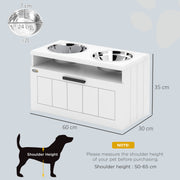 Raised Dog Bowl with Slow Feeder and Storage Drawer for Large Dogs White by PawHut