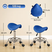 Ergonomic Saddle Chair for Back Support with Swivel Wheels and Easy Clean Seat Blue AOSOM
