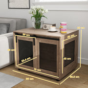 Dog Crate Furniture with Sliding Door for Medium Dogs Walnut Brown 80cm by PawHut