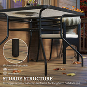 Square Glass Garden Dining Table with Umbrella Hole 100 x 100 cm