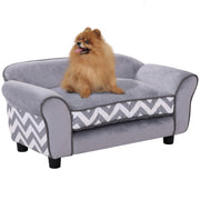 Small Dog Sofa Bed with Soft Cushion and Washable Cover for Indoor Lounging Grey