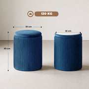 Ottoman Storage Bench with Reversible Seat and Table for Living Room or Bedroom Blue AOSOM