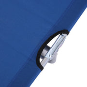 Blue 2 Piece Foldable Sun Lounger Set With Adjustable Backrest And Sun Shade For Garden