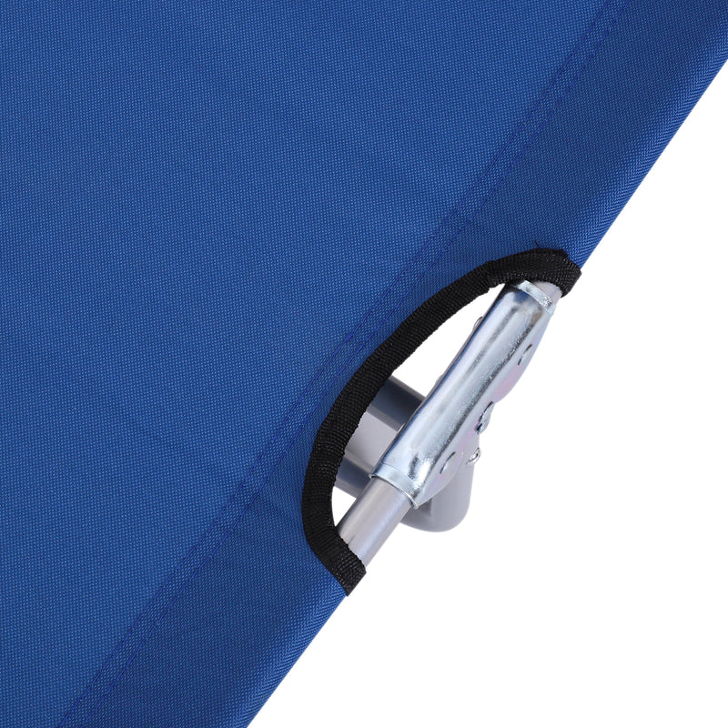 Blue 2 Piece Foldable Sun Lounger Set With Adjustable Backrest And Sun Shade For Garden