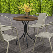 Brown 66cm Galvanised Steel Round Garden Table for Patio and Outdoor Use by Outsunny