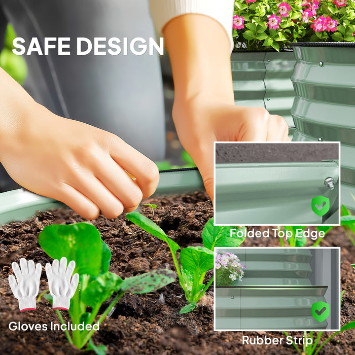 Light Green Two Tier Galvanised Steel Garden Planter for Outdoor Plants by Outsunny