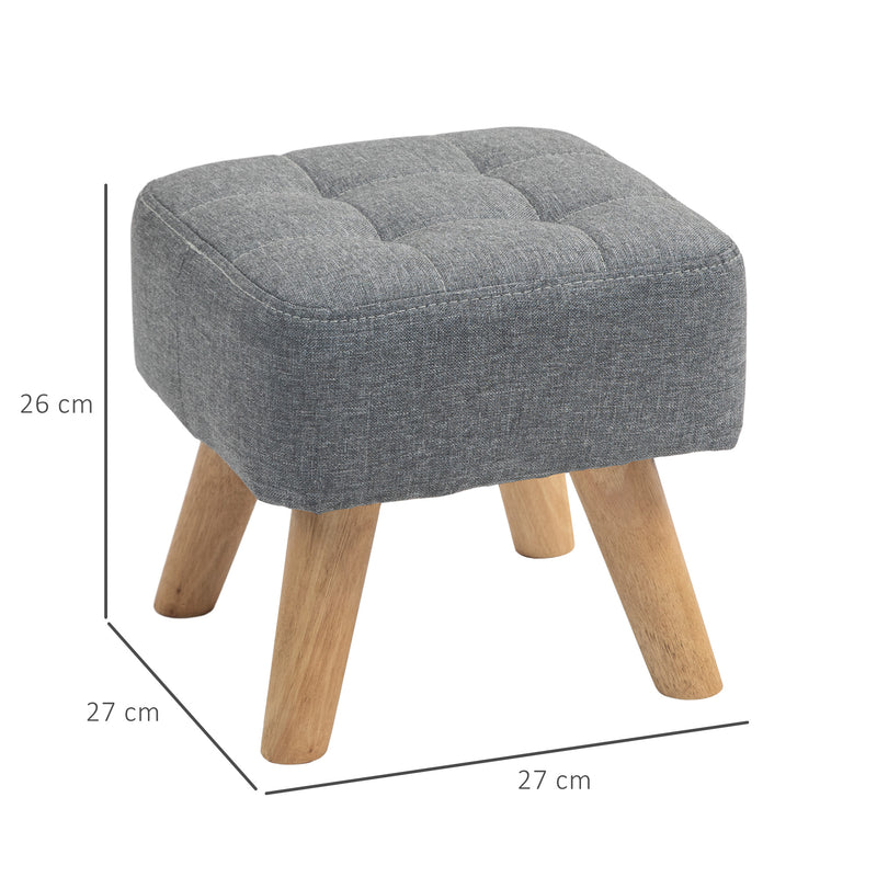 Grey Linen Look Square Padded Footstool Comfortable Ottoman Seat by HOMCOM