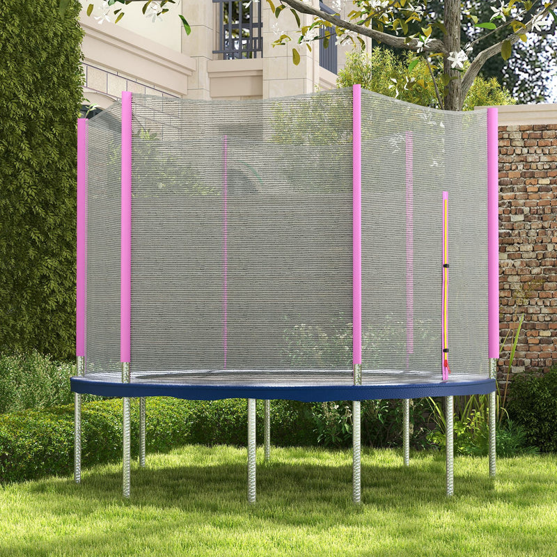 Pink 10ft Trampoline Net Replacement with Zip Entrance and 6 Pole Covers by Outsunny AOSOM