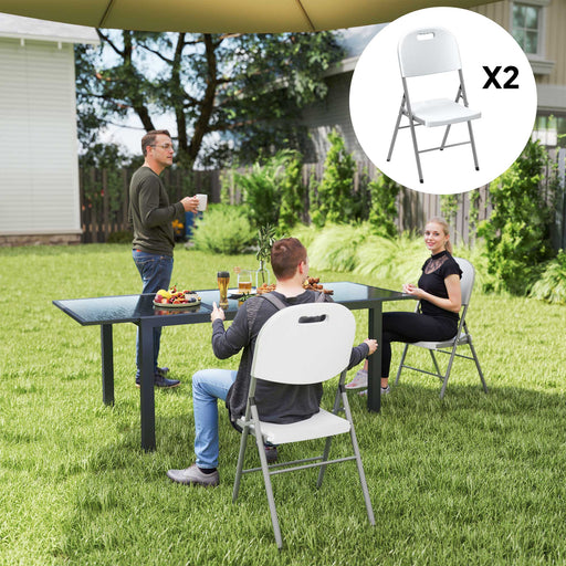 Set of Two Foldable Outdoor Chairs in White for Garden or Camping by Outsunny