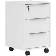 White 3 Drawer Locking Filing Cabinet with Storage Space by HOMCOM