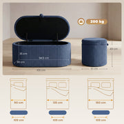 Ottoman Storage Bench with Hidden Compartment and Padded Seat for Living Room Blue AOSOM