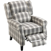 Recliner Chair with Adjustable Back and Footrest for Living Room or Bedroom Grey and White AOSOM