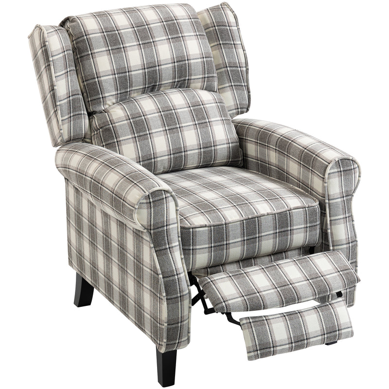 Recliner Chair with Adjustable Back and Footrest for Living Room or Bedroom Grey and White AOSOM