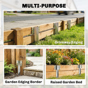Sleeper Bracket Set for Raised Beds and Garden Borders Galvanised Steel 20 Pack Silver AOSOM